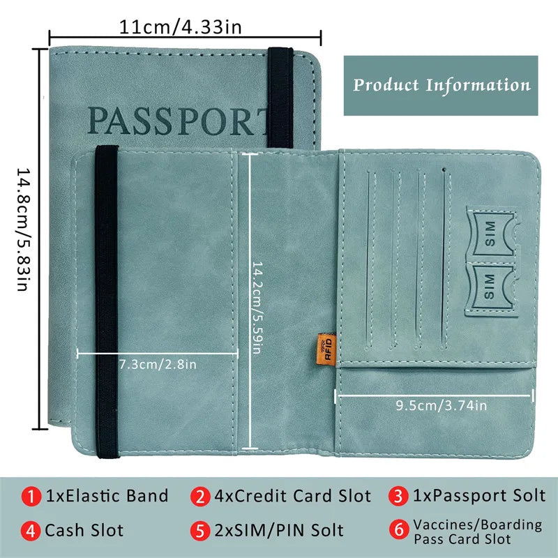 Women Men RFID Vintage Business Passport Covers