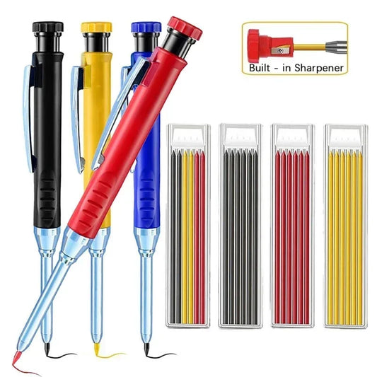 Solid Carpenter Mechanical Pencil with Sharpener for Woodworking Construction