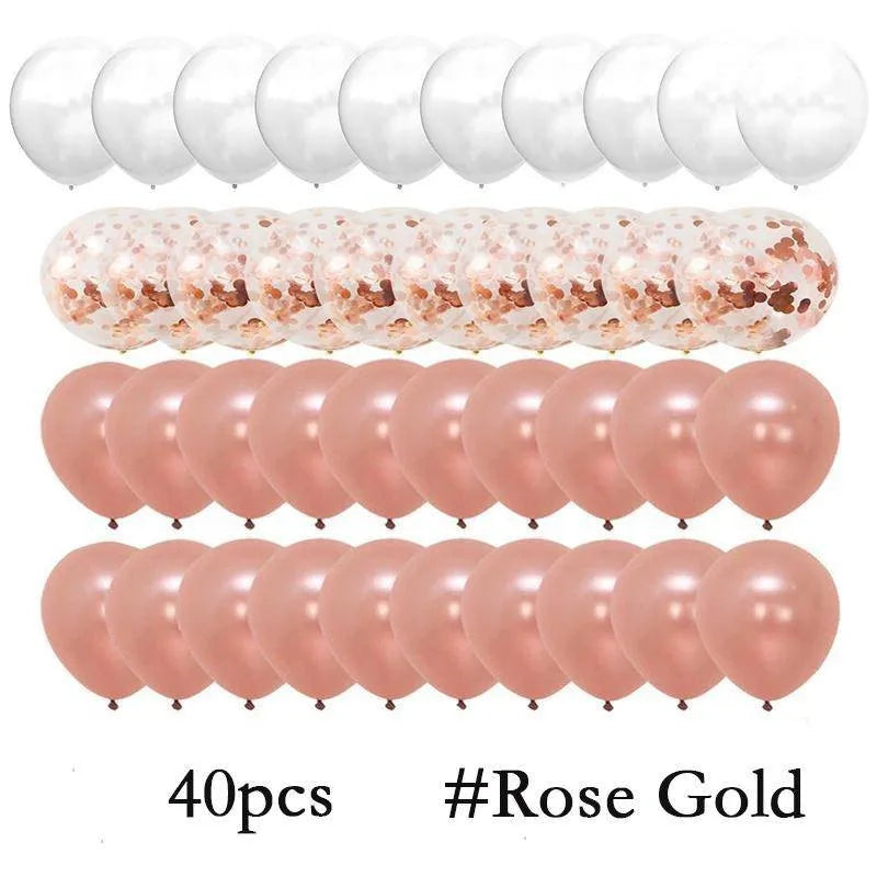 40Pcs Set 12inch Mix Blue Rose Gold Confetti Latex Balloon