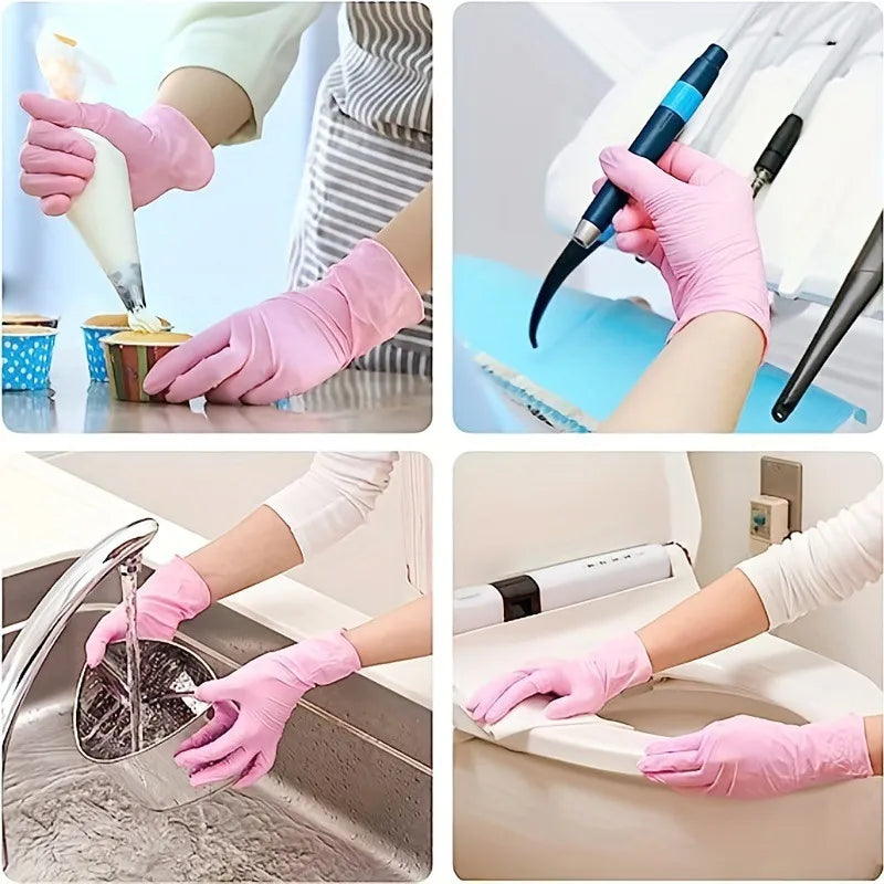 Light Pink Disposable Nitrile Gloves Waterproof Anti-static 100/50/20PCS