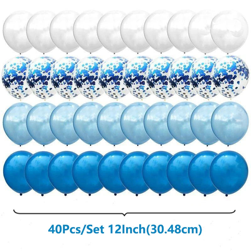 40Pcs Set 12inch Mix Blue Rose Gold Confetti Latex Balloon