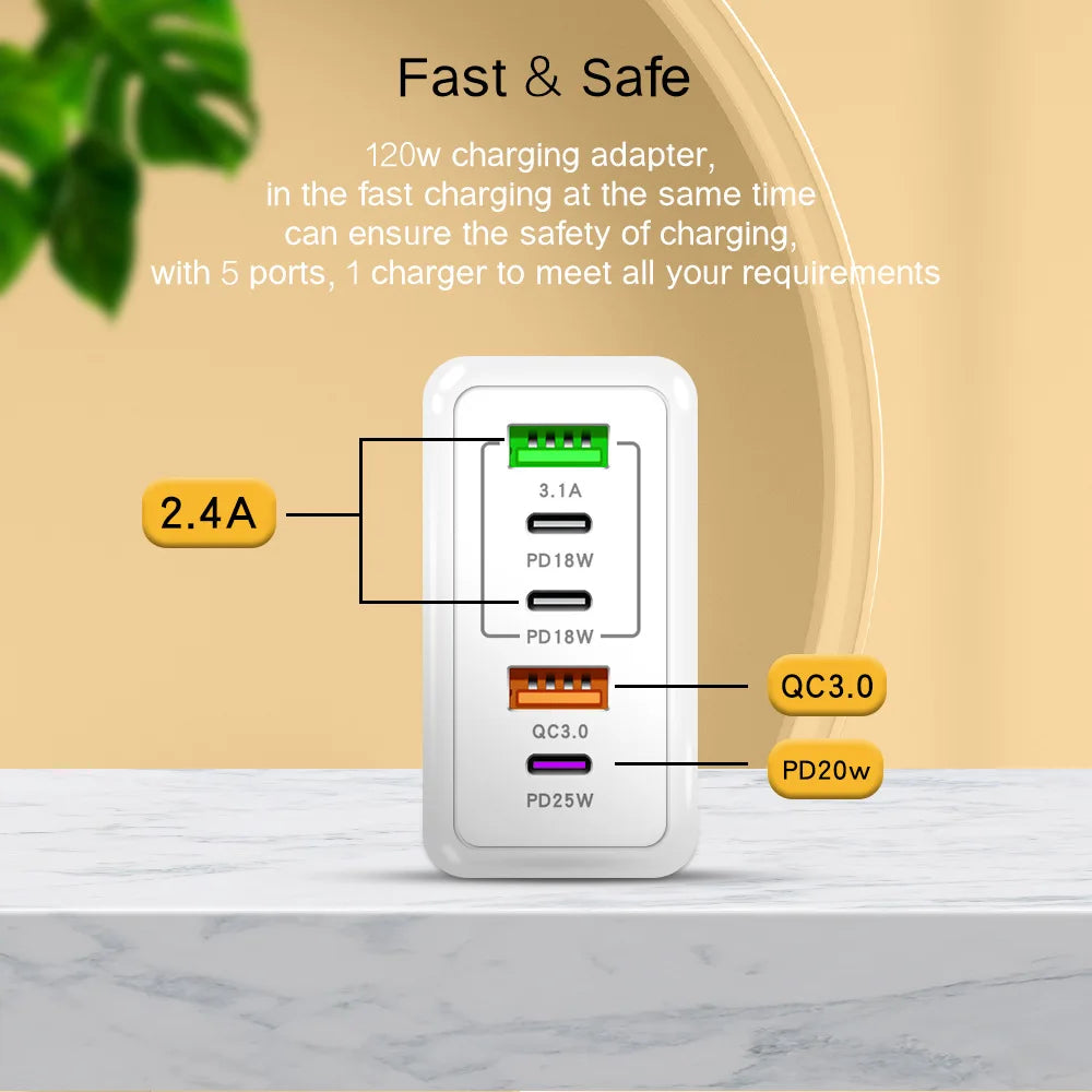 5 Ports USB Charger Fast Charging