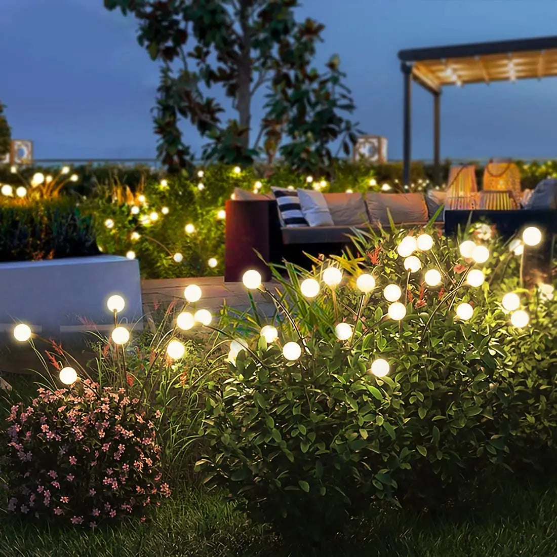 8 LED Solar Garden Lights Powered Firefly Lights