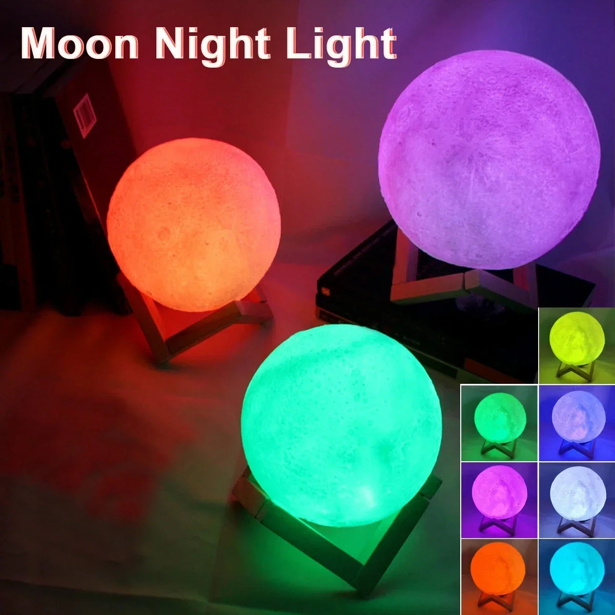 8cm Moon Lamp LED Night Light Battery Powered