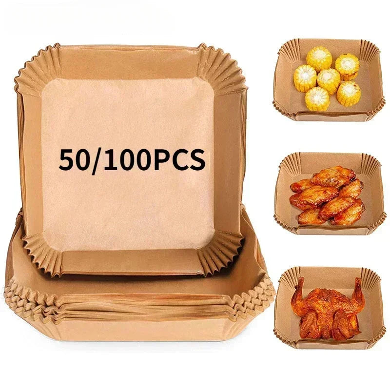 50/100PCS Air Fryer Disposable Paper Square Round